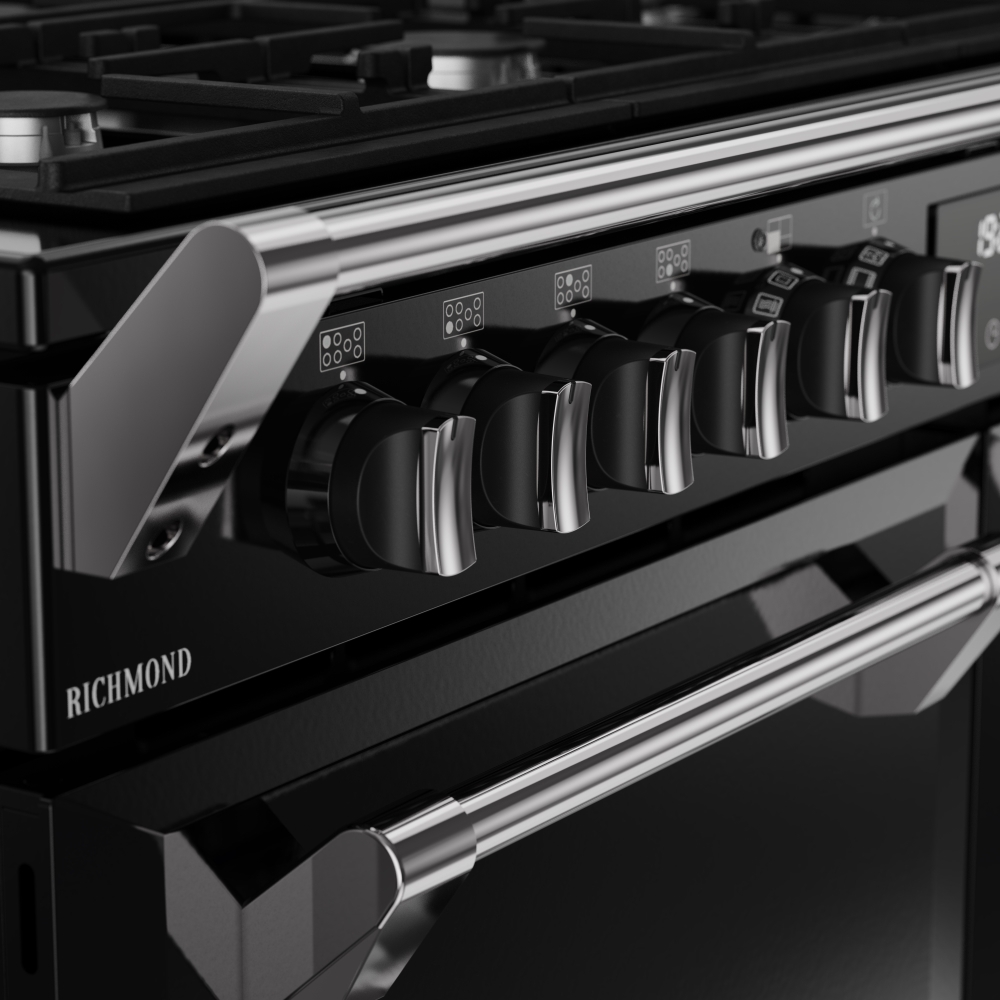 Stoves RCA RICH 110DF BLK 110cm Dual Fuel Range Cooker, Black, A Rated