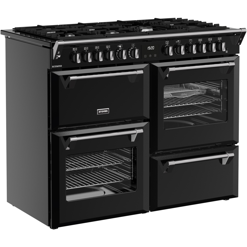 Stoves RCA RICH 110DF BLK 110cm Dual Fuel Range Cooker, Black, A Rated
