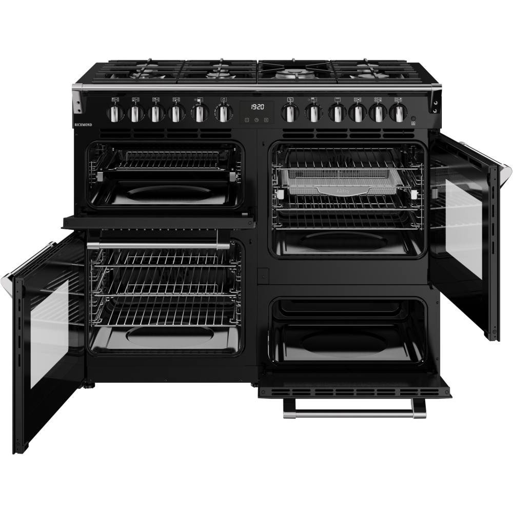 Stoves RCA RICH 110DF BLK 110cm Dual Fuel Range Cooker, Black, A Rated