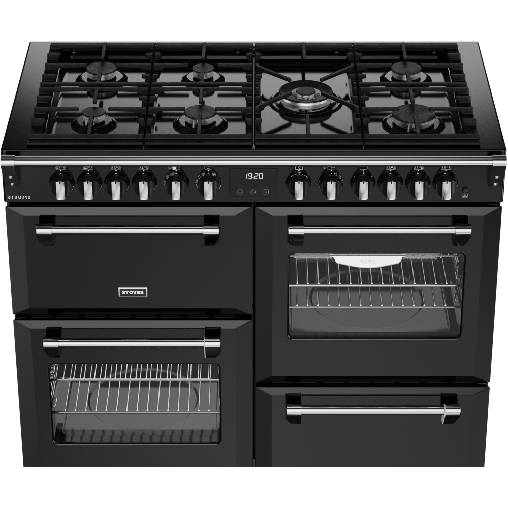 Stoves RCA RICH 110DF BLK 110cm Dual Fuel Range Cooker, Black, A Rated