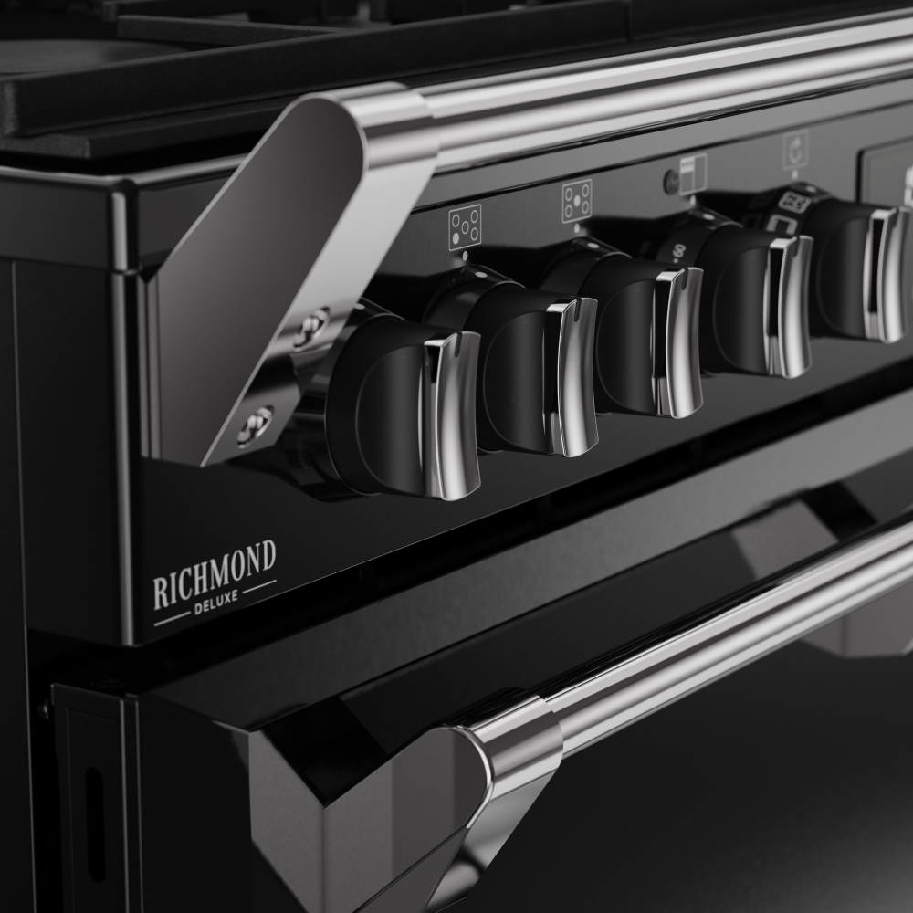 Stoves DX RCA RICH 90DF BLK 90cm Dual Fuel Range Cooker, Black, A Rated