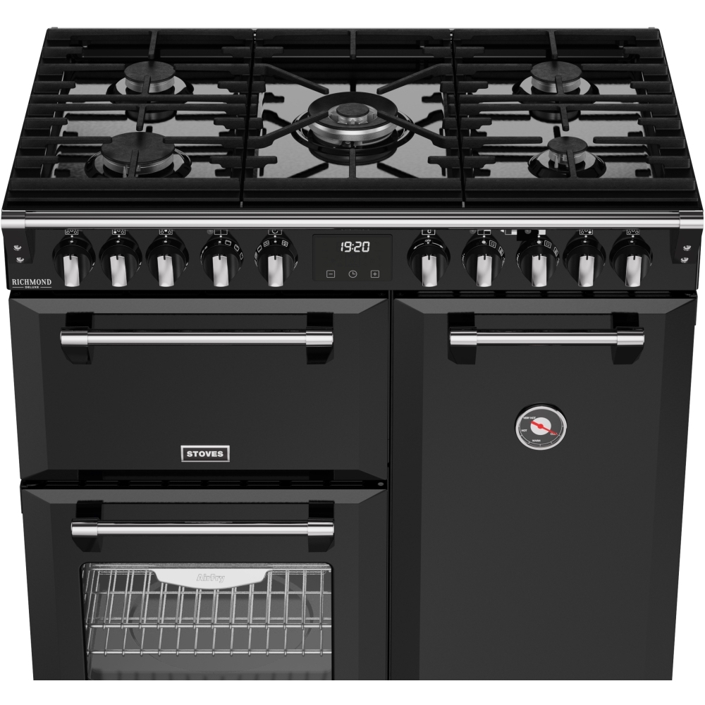 Stoves DX RCA RICH 90DF BLK 90cm Dual Fuel Range Cooker, Black, A Rated