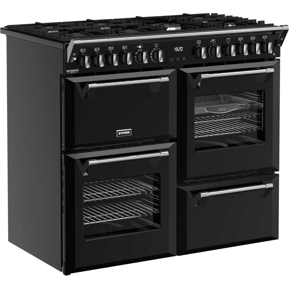 Stoves DX RCA RICH 100DF BLK 100cm Dual Fuel Range Cooker, Black, A Rated
