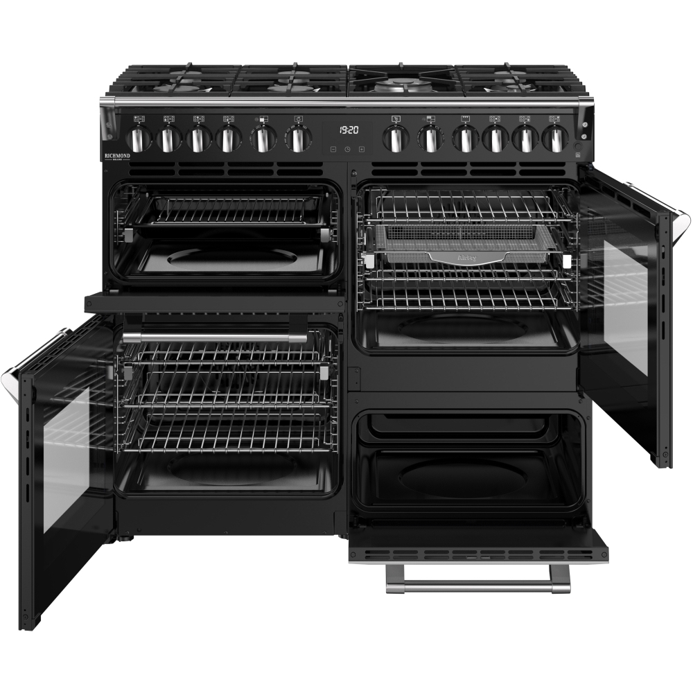 Stoves DX RCA RICH 100DF BLK 100cm Dual Fuel Range Cooker, Black, A Rated