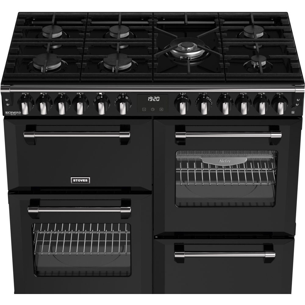 Stoves DX RCA RICH 100DF BLK 100cm Dual Fuel Range Cooker, Black, A Rated