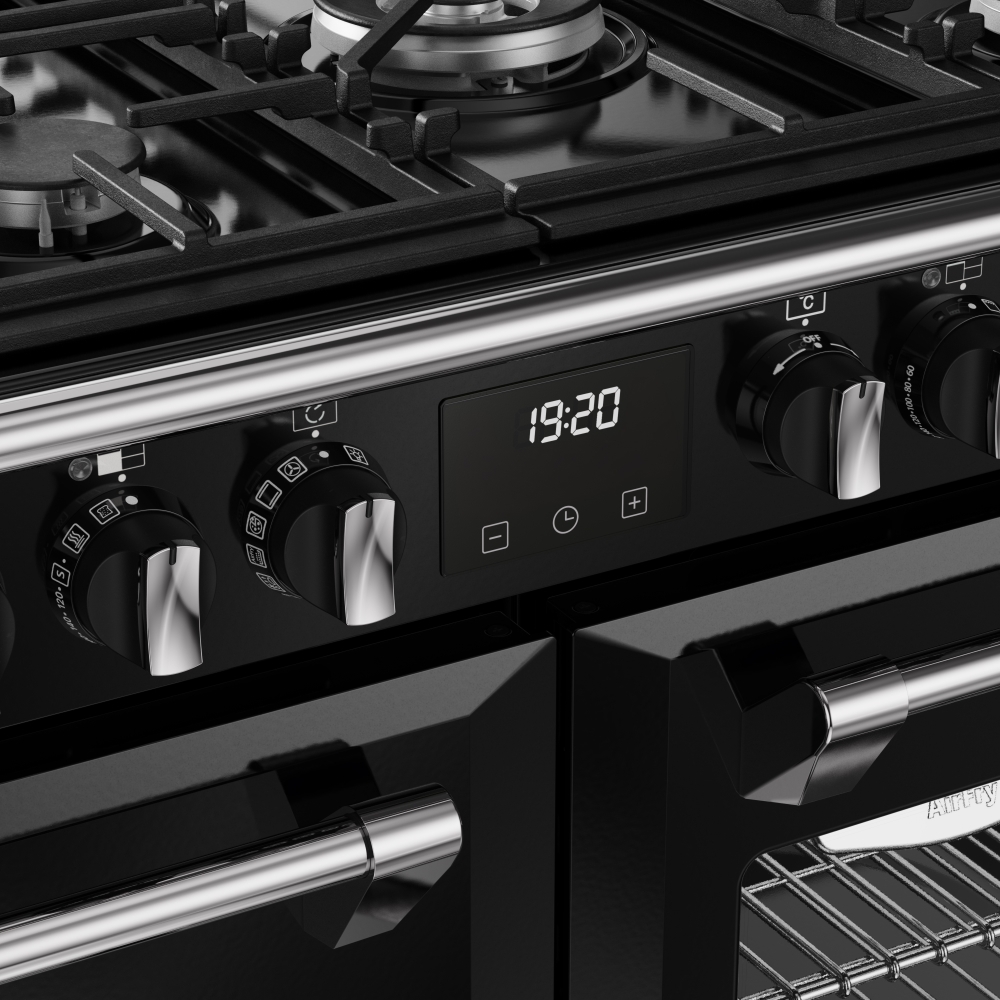 Stoves DX RCA RICH 100DF BLK 100cm Dual Fuel Range Cooker, Black, A Rated