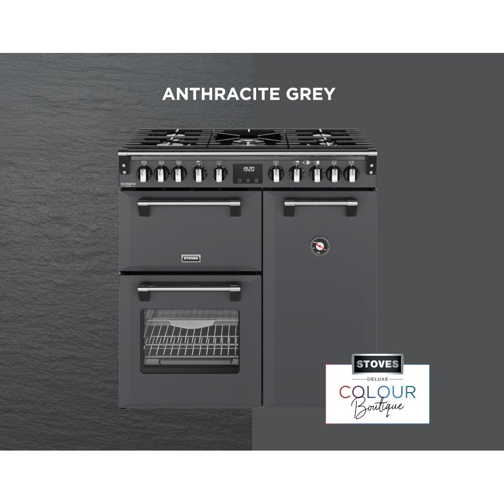 Stoves DX RCA RICH 90DF AGR 90cm Dual Fuel Range Cooker, Anthracite Grey, A Rated