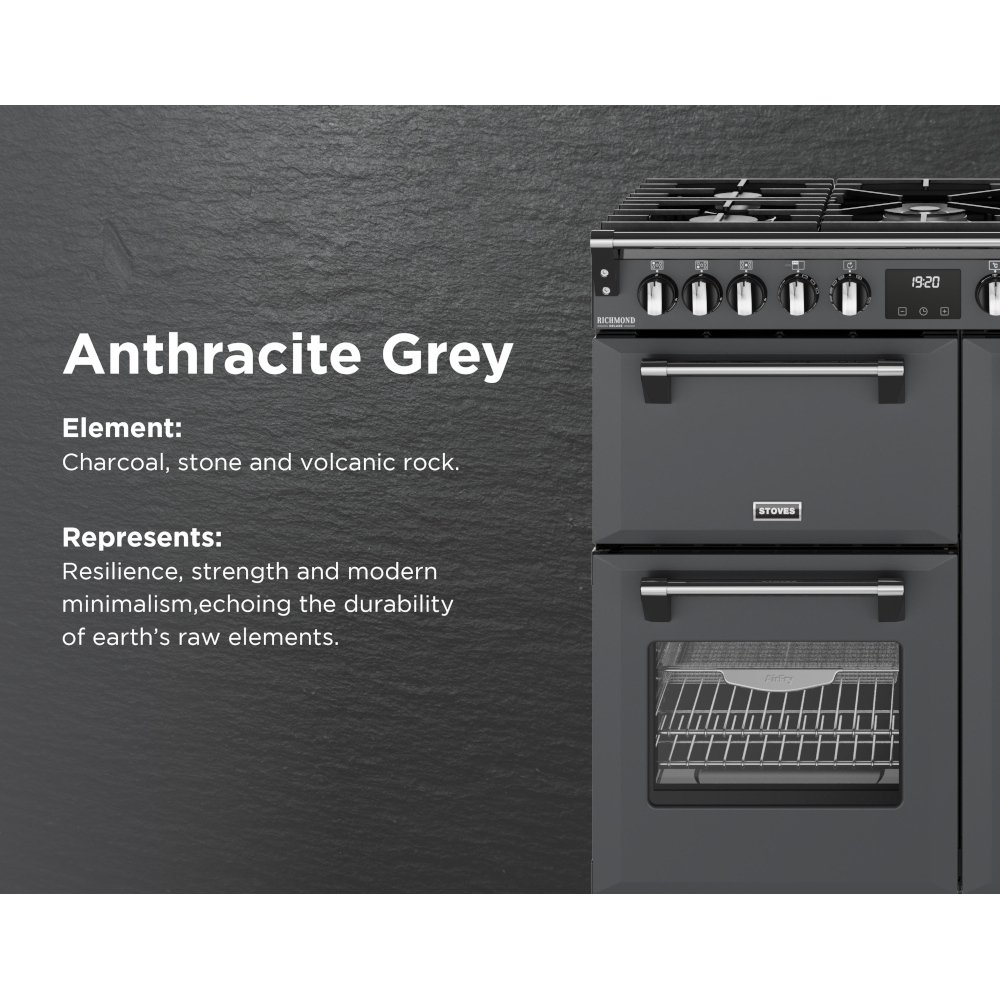 Stoves DX RCA RICH 90DF AGR 90cm Dual Fuel Range Cooker, Anthracite Grey, A Rated