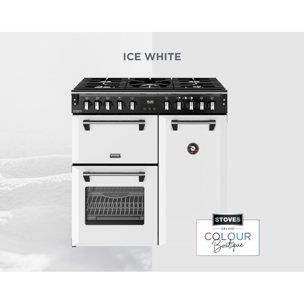 Stoves DX RCA RICH 90DF IWH 90cm Dual Fuel Range Cooker, Ice White, A Rated