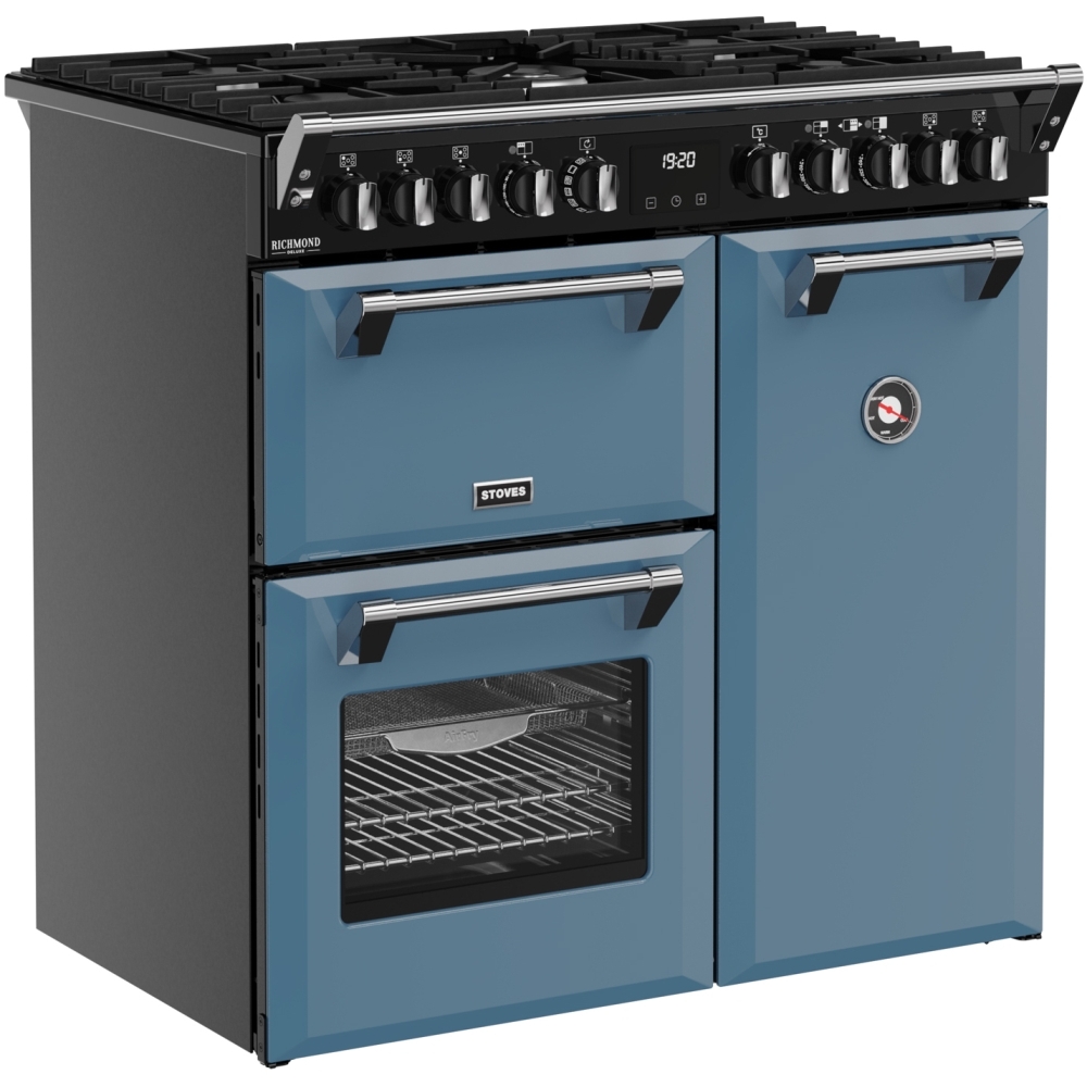 Stoves DX RCA RICH 90DF TWB 90cm Dual Fuel Range Cooker, Twilight Blue, A Rated