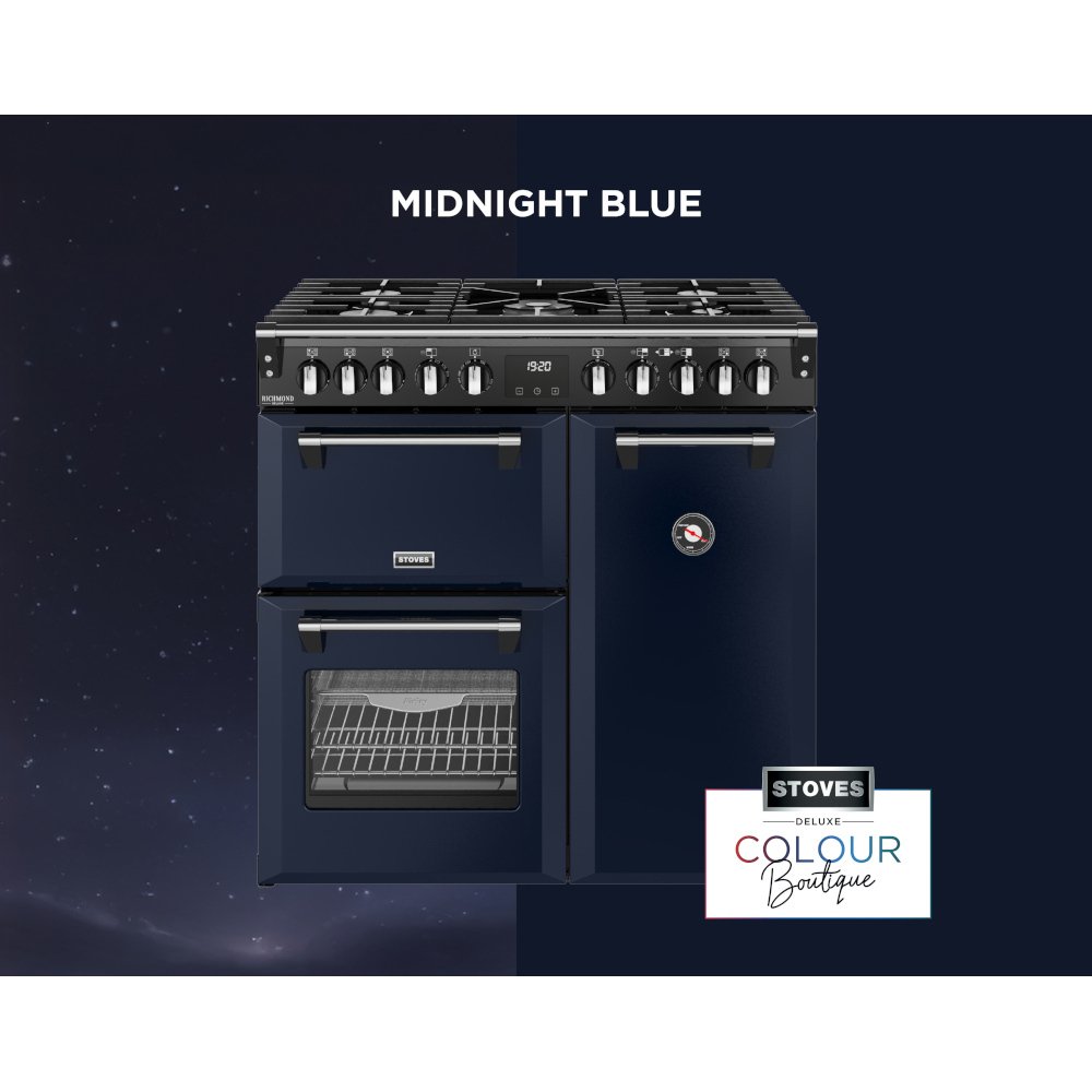 Stoves DX RCA RICH 90DF MBL 90cm Dual Fuel Range Cooker, Midnight Blue, A Rated