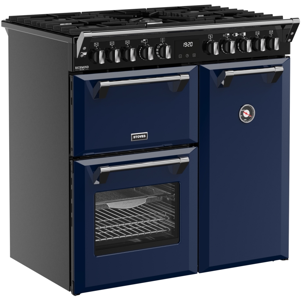 Stoves DX RCA RICH 90DF MBL 90cm Dual Fuel Range Cooker, Midnight Blue, A Rated