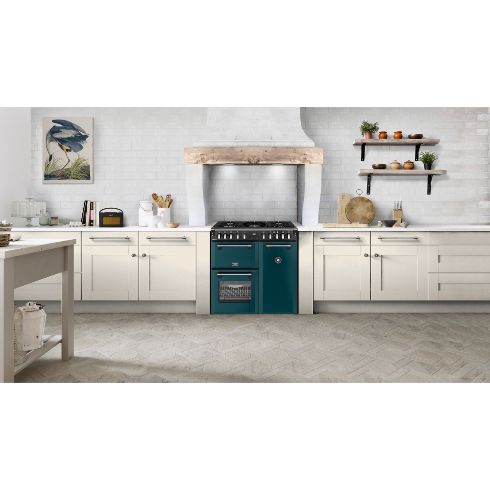 Stoves DX RCA RICH 90DF DMA 90cm Dual Fuel Range Cooker, Deep Marine, Green, A Rated