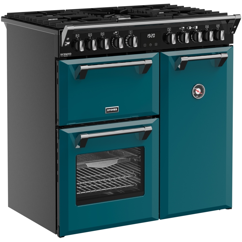 Stoves DX RCA RICH 90DF DMA 90cm Dual Fuel Range Cooker, Deep Marine, Green, A Rated