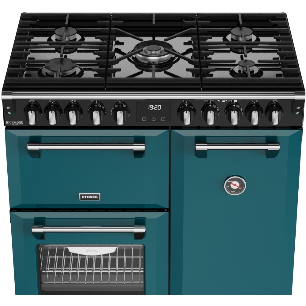 Stoves DX RCA RICH 90DF DMA 90cm Dual Fuel Range Cooker, Deep Marine, Green, A Rated