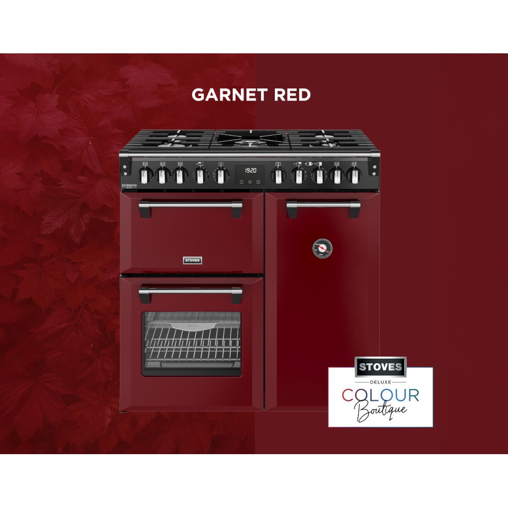 Stoves DX RCA RICH 90DF GAR 90cm Dual Fuel Range Cooker, Garnet Red, A Rated