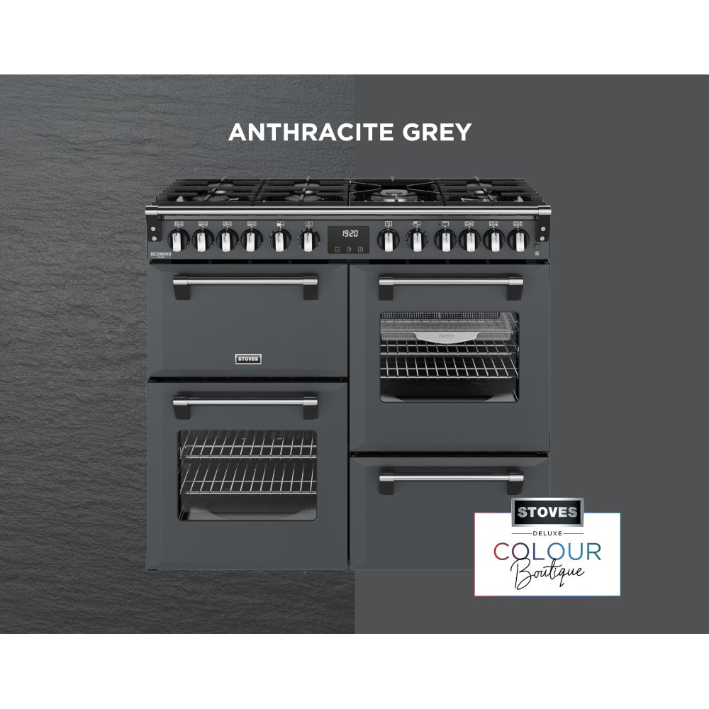 Stoves DX RCA RICH 100DF AGR 100cm Dual Fuel Range Cooker, Anthracite Grey, A Rated