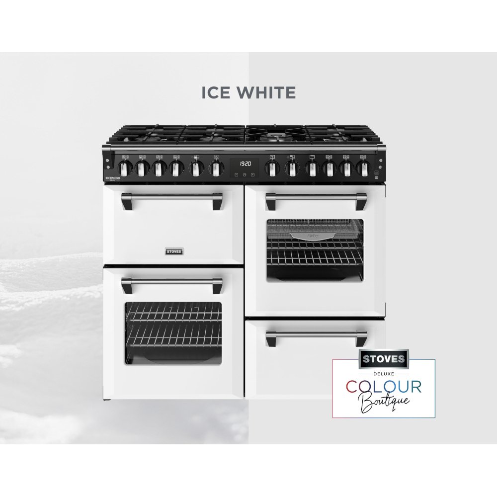 Stoves DX RCA RICH 100DF IWH 100cm Dual Fuel Range Cooker, Ice White, A Rated