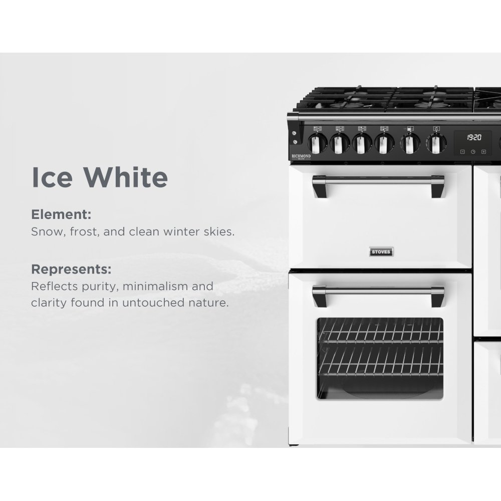 Stoves DX RCA RICH 100DF IWH 100cm Dual Fuel Range Cooker, Ice White, A Rated