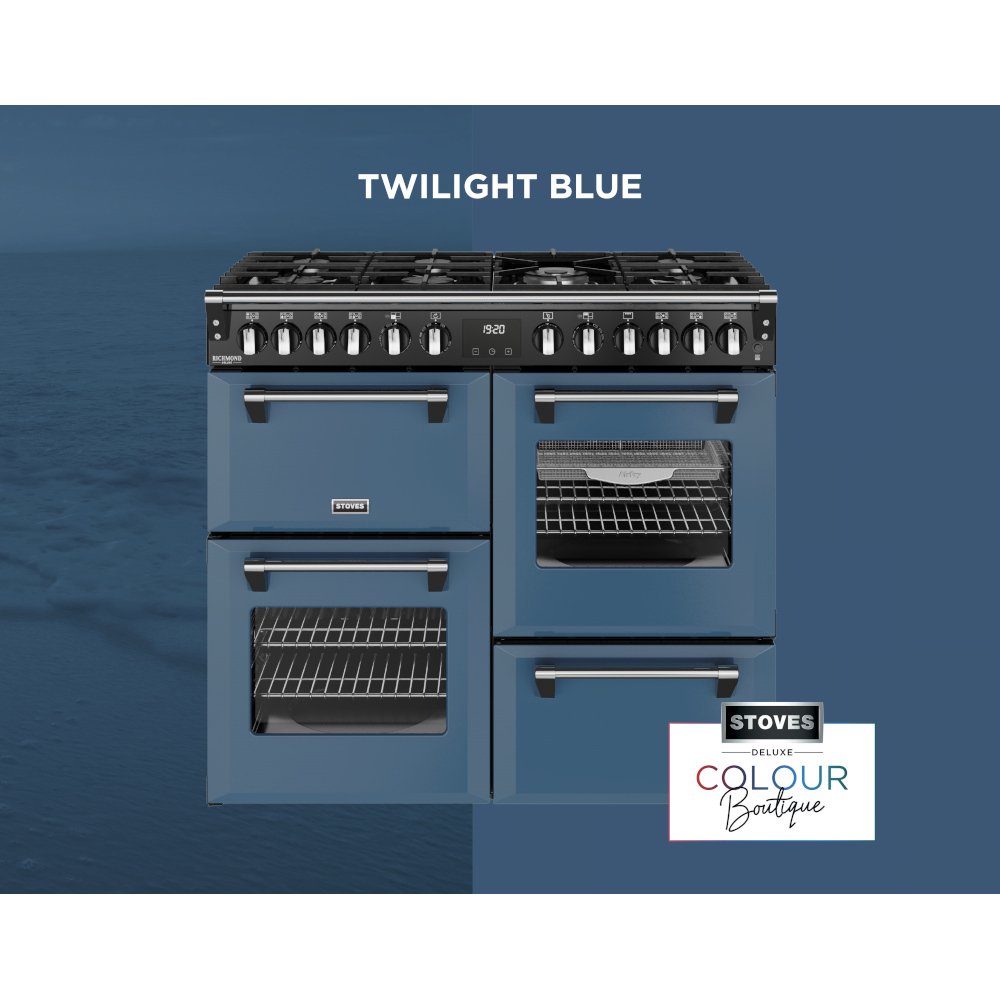 Stoves DX RCA RICH 100DF TWB 100cm Dual Fuel Range Cooker, Twilight Blue, A Rated