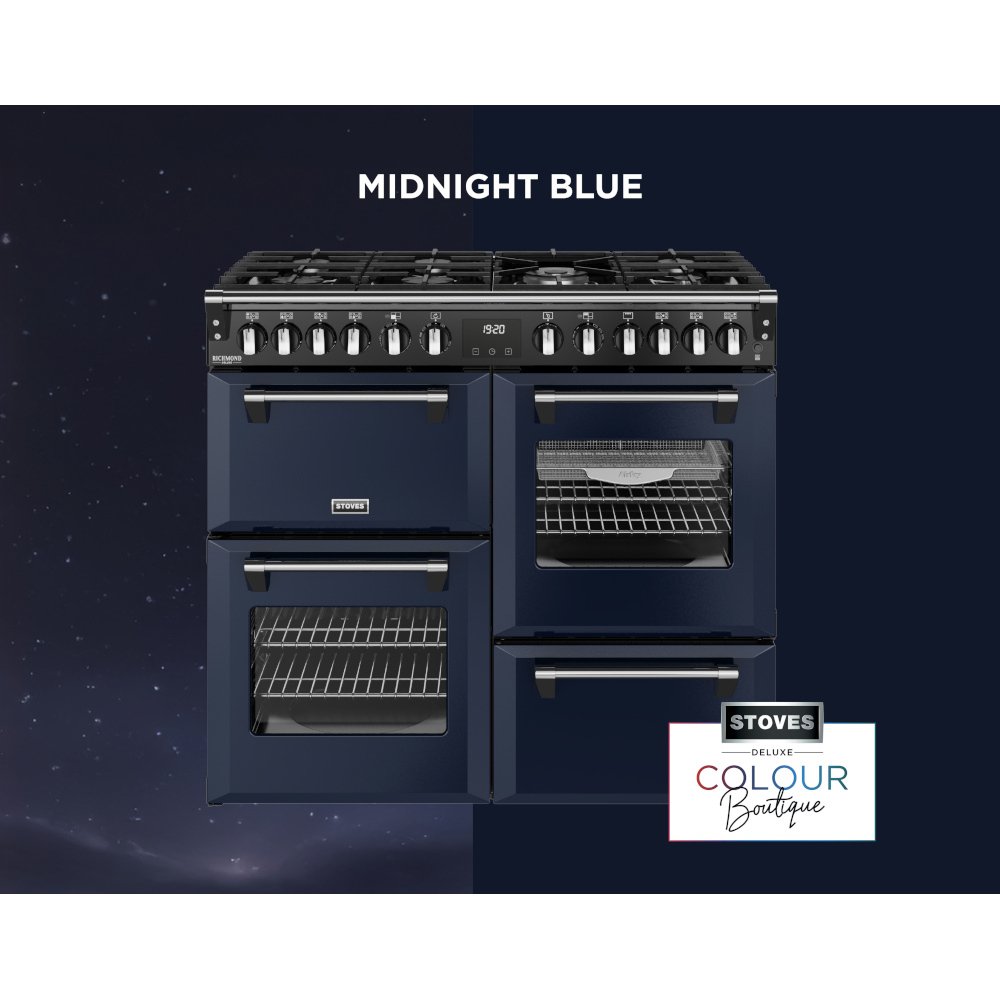 Stoves DX RCA RICH 100DF MBL 100cm Dual Fuel Range Cooker, Midnight Blue, A Rated