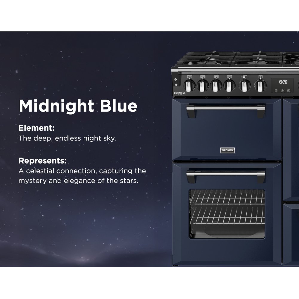 Stoves DX RCA RICH 100DF MBL 100cm Dual Fuel Range Cooker, Midnight Blue, A Rated