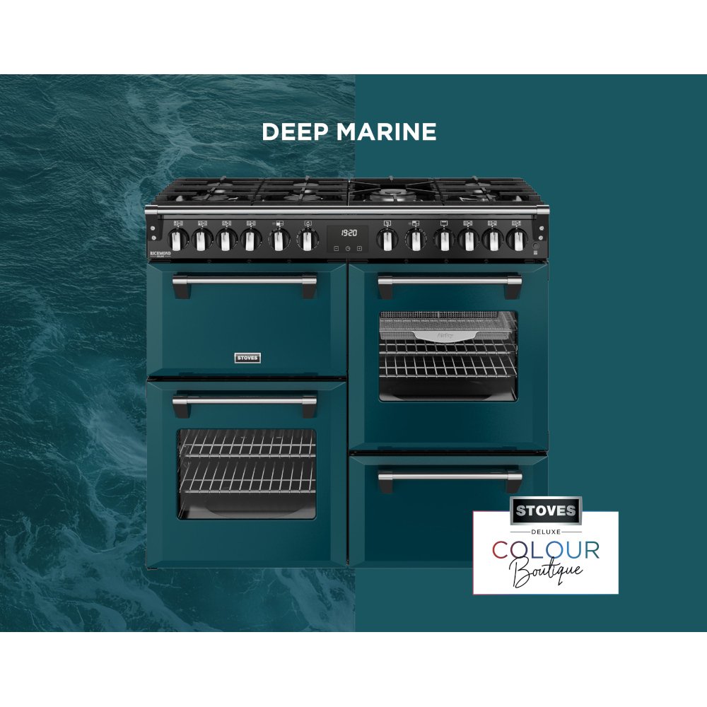Stoves DX RCA RICH 100DF DMA 100cm Dual Fuel Range Cooker, Deep Marine, Green, A Rated