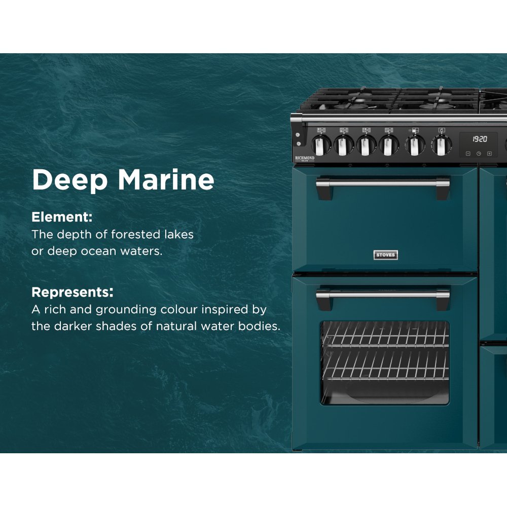 Stoves DX RCA RICH 100DF DMA 100cm Dual Fuel Range Cooker, Deep Marine, Green, A Rated