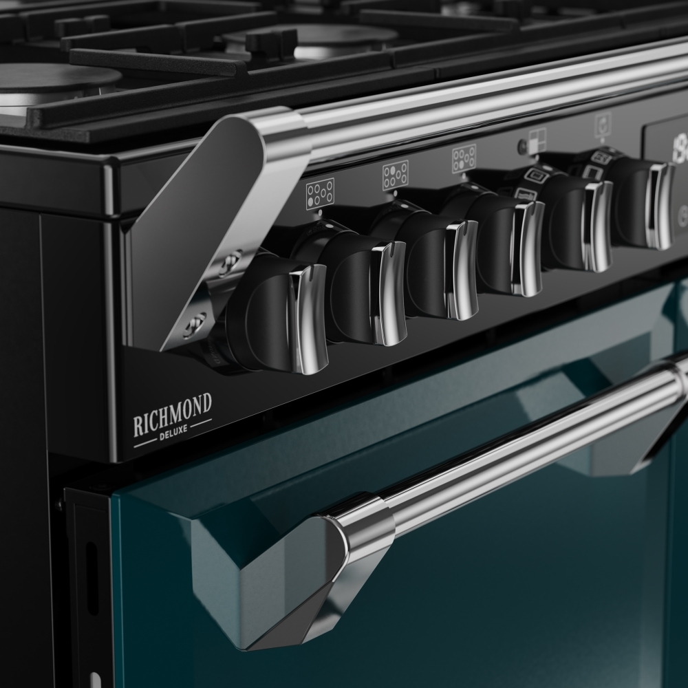 Stoves DX RCA RICH 100DF DMA 100cm Dual Fuel Range Cooker, Deep Marine, Green, A Rated