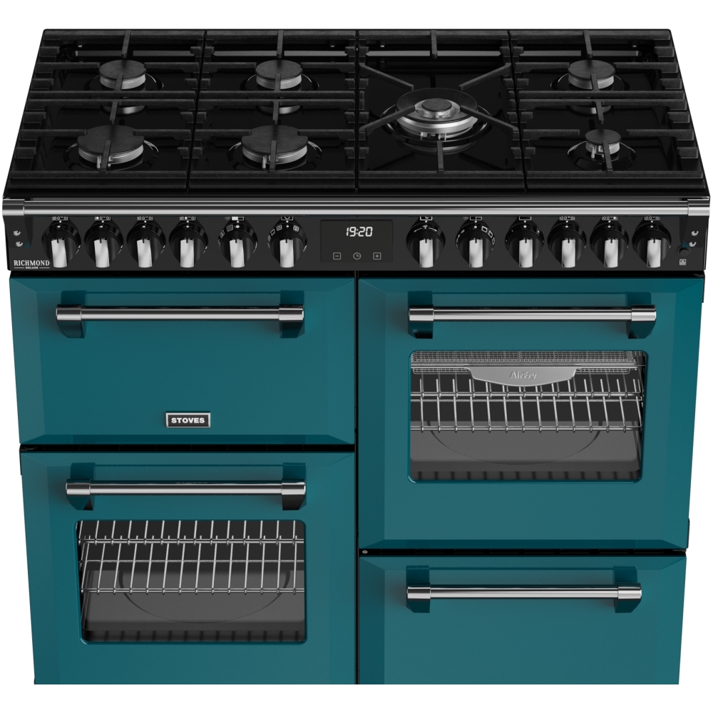 Stoves DX RCA RICH 100DF DMA 100cm Dual Fuel Range Cooker, Deep Marine, Green, A Rated