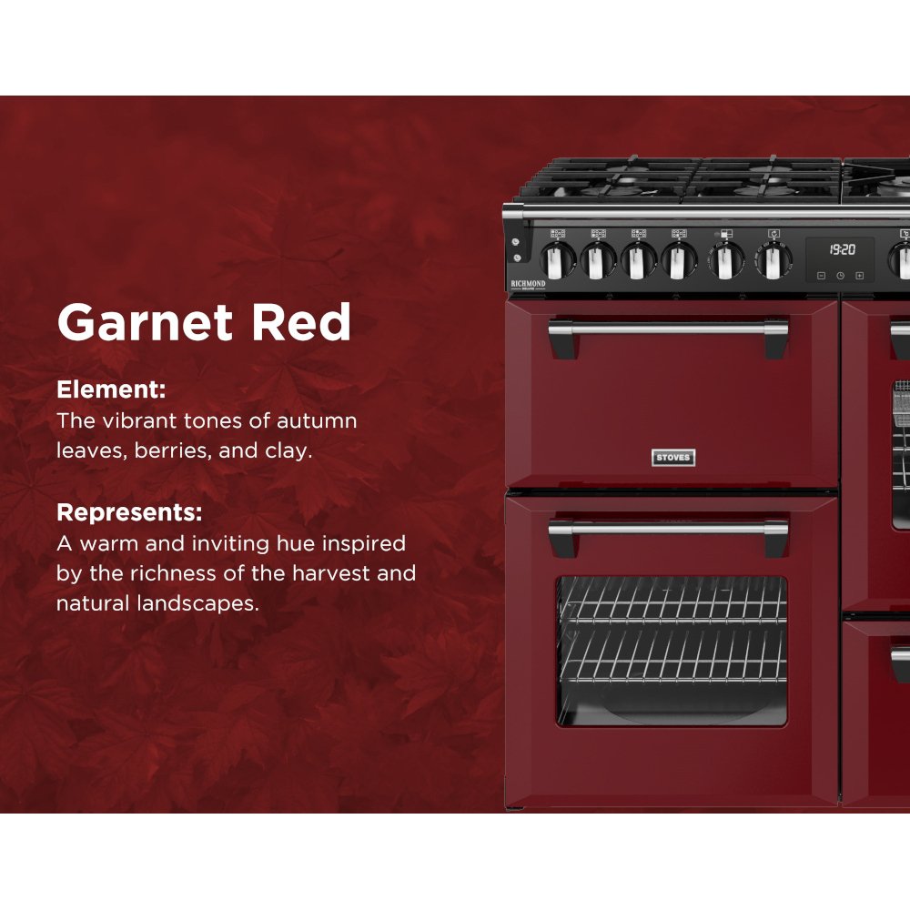 Stoves DX RCA RICH 100DF GAR 100cm Dual Fuel Range Cooker, Garnet Red, A Rated