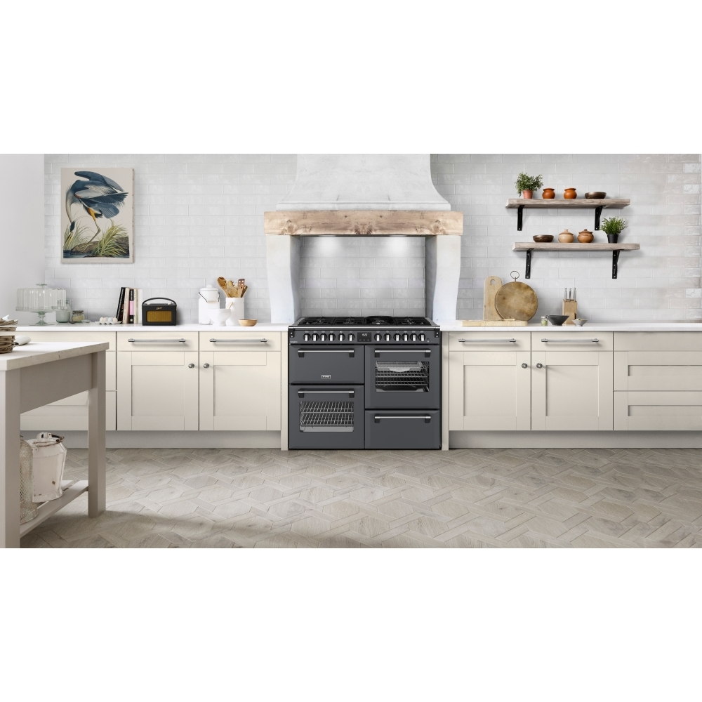 Stoves DX RCA RICH 110DF AGR 110cm Dual Fuel Range Cooker, Anthracite Grey, A Rated