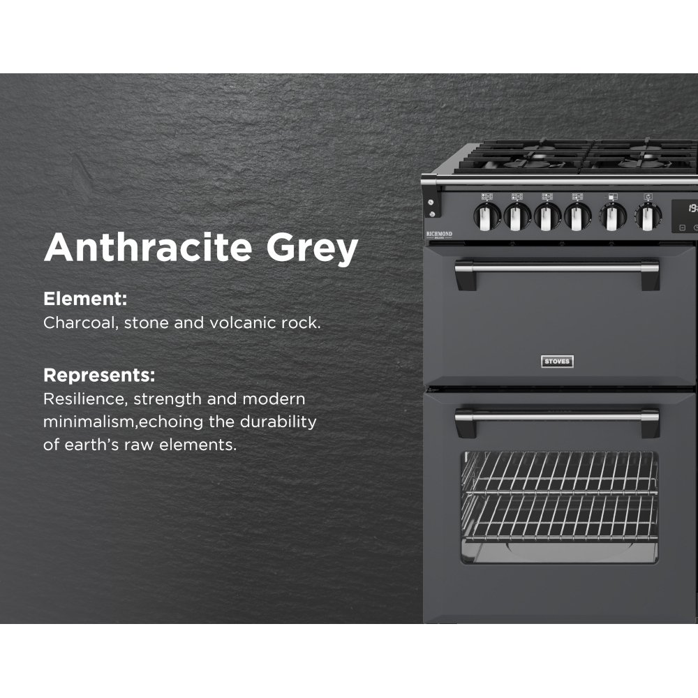 Stoves DX RCA RICH 110DF AGR 110cm Dual Fuel Range Cooker, Anthracite Grey, A Rated