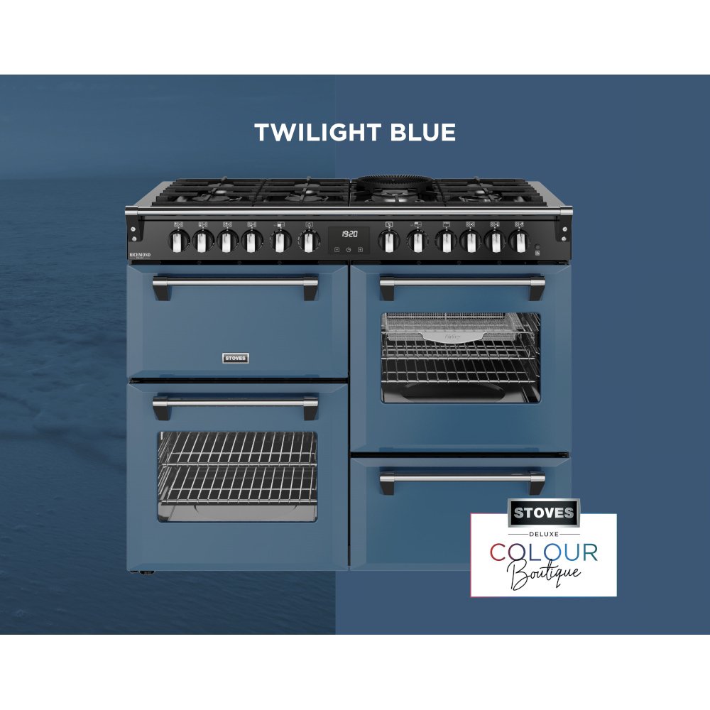 Stoves DX RCA RICH 110DF TWB 110cm Dual Fuel Range Cooker, Twilight Blue, A Rated