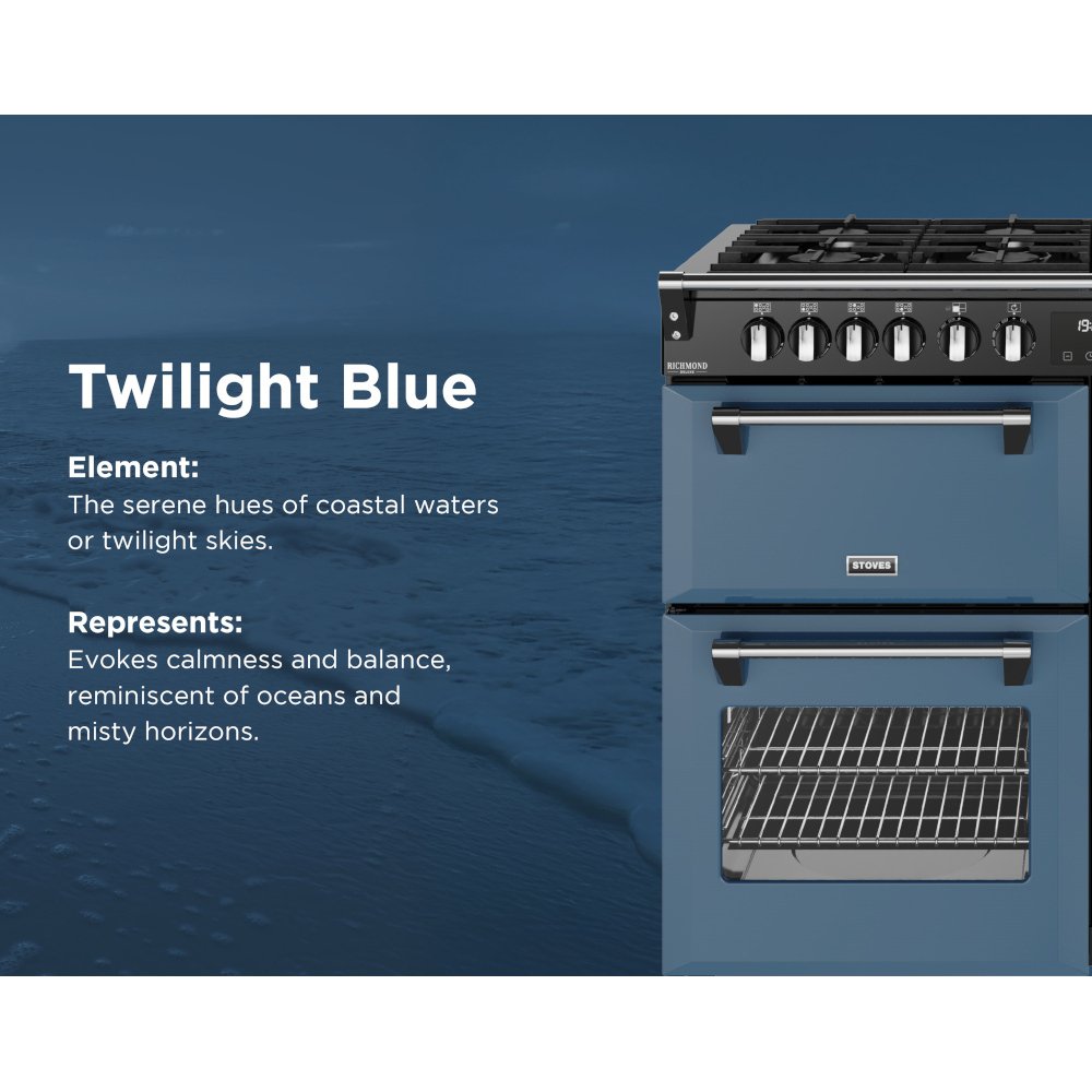 Stoves DX RCA RICH 110DF TWB 110cm Dual Fuel Range Cooker, Twilight Blue, A Rated