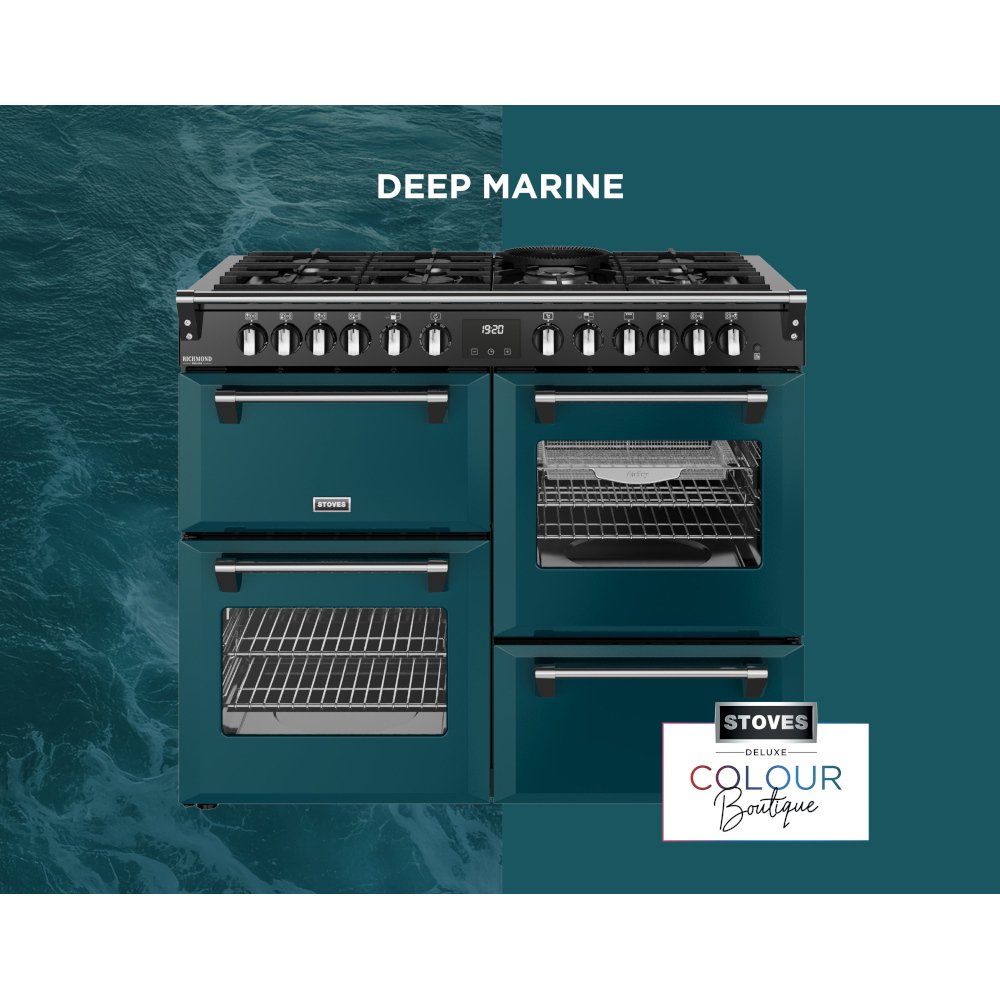 Stoves DX RCA RICH 110DF DMA 110cm Dual Fuel Range Cooker, Deep Marine, Green, A Rated
