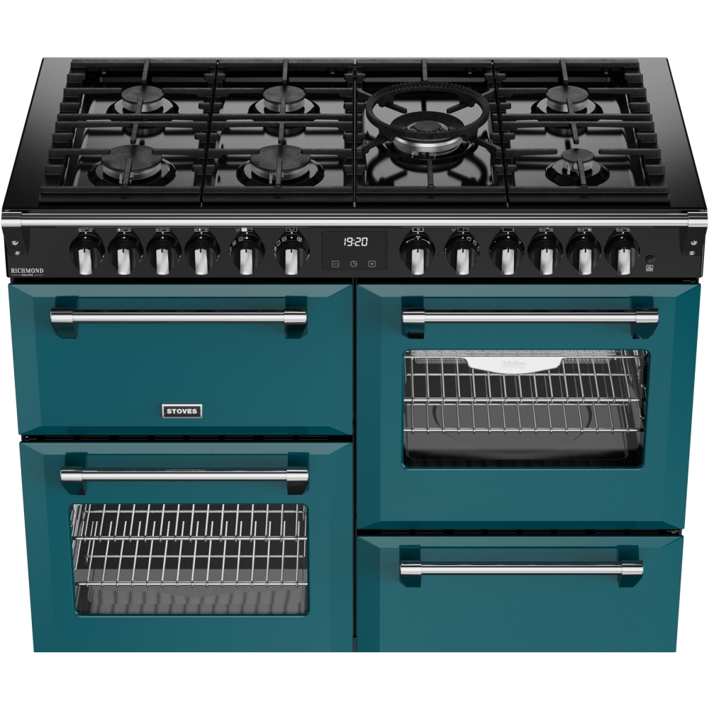 Stoves DX RCA RICH 110DF DMA 110cm Dual Fuel Range Cooker, Deep Marine, Green, A Rated