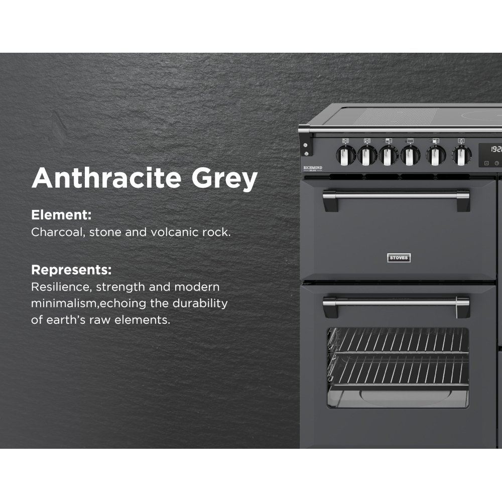 Stoves DX RCA RICH 110Ei RTY AGR 110cm Dual Fuel Range Cooker, Anthracite Grey, A Rated