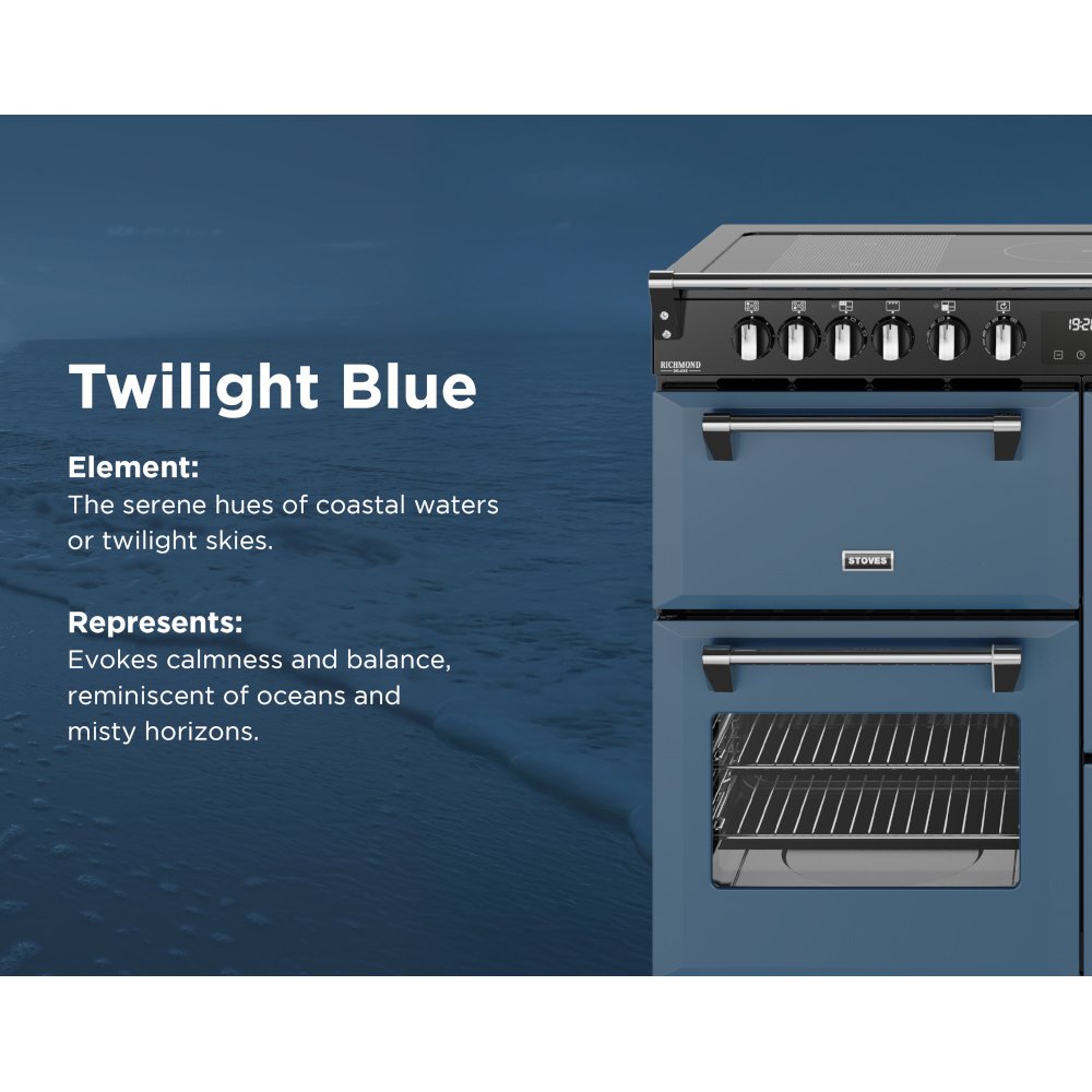 Stoves DX RCA RICH 110Ei RTY TWB 110cm Dual Fuel Range Cooker, Twilight Blue, A Rated