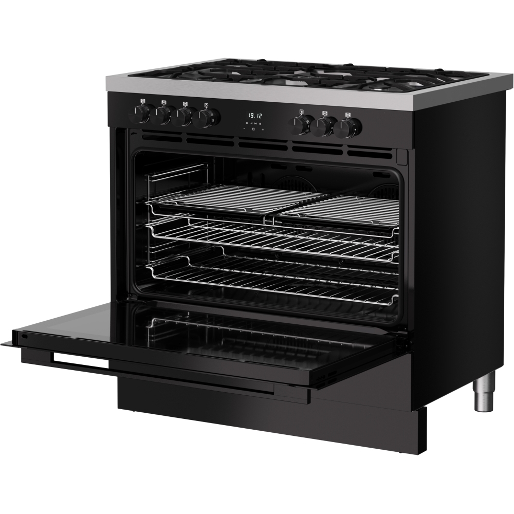 Belling BEL RCA VISION SGL 90cm Dual Fuel Range Cooker, Black, A Rated