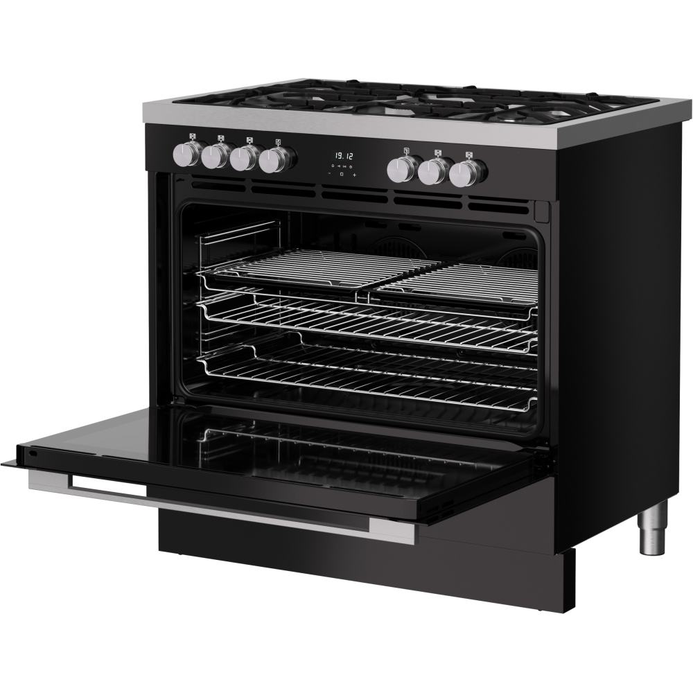 Belling BEL RCA VISION SGL 90cm Dual Fuel Range Cooker, Black, A Rated