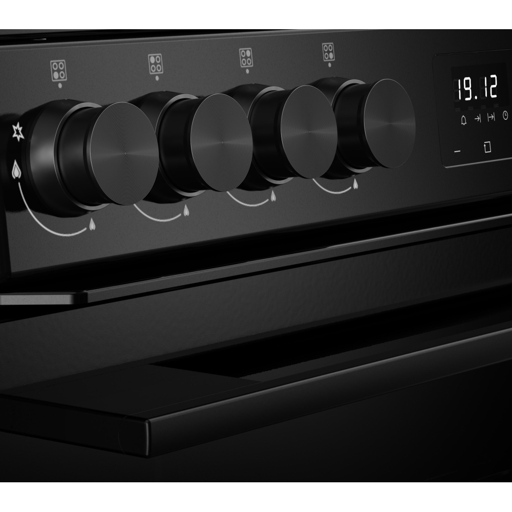 Belling FSA VISION 60DF BLK Dual Fuel Cooker with Double Oven, Black, A Rated