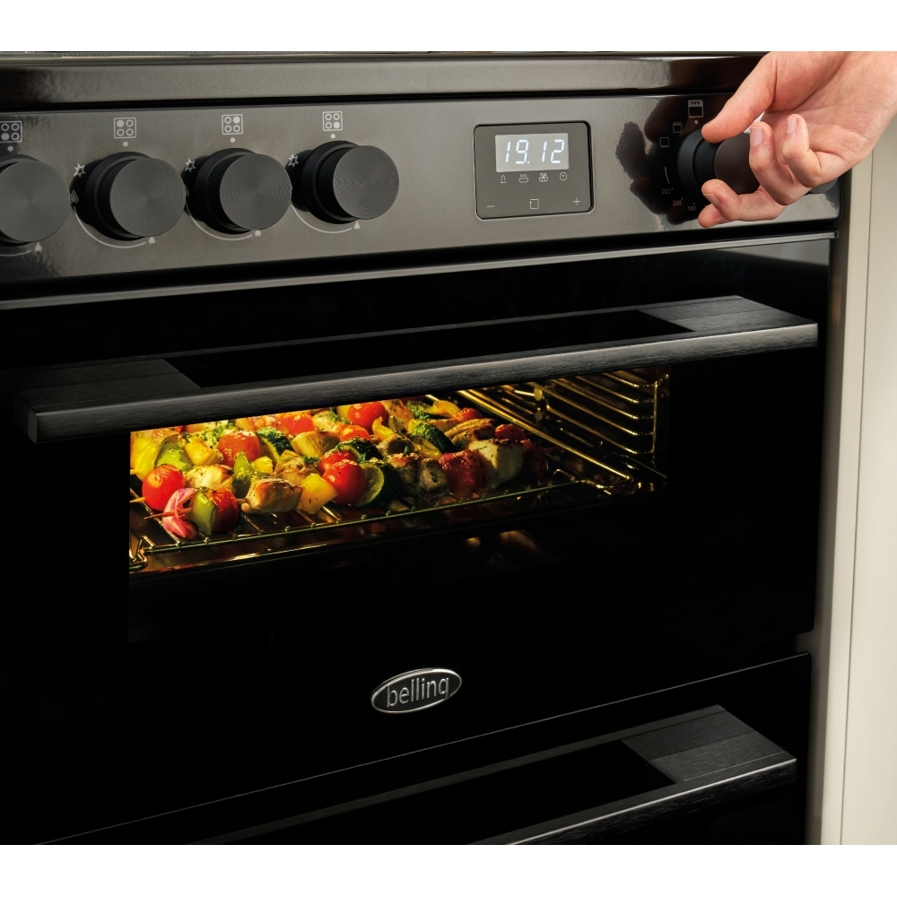 Belling FSA VISION 60DF BLK Dual Fuel Cooker with Double Oven, Black, A Rated