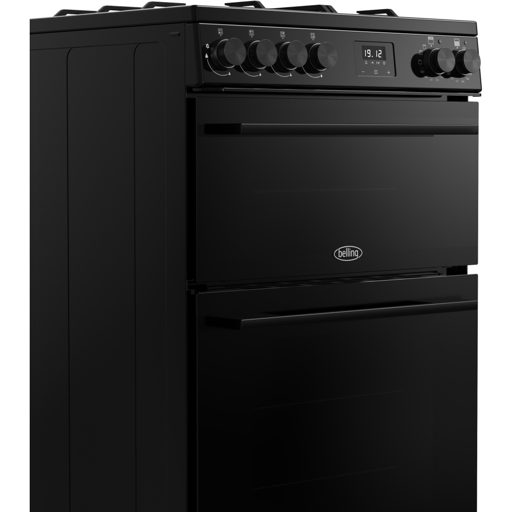 Belling FSA VISION 60DF BLK Dual Fuel Cooker with Double Oven, Black, A Rated