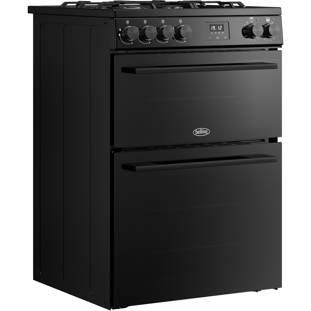 Belling FSA VISION 60DF BLK Dual Fuel Cooker with Double Oven, Black, A Rated