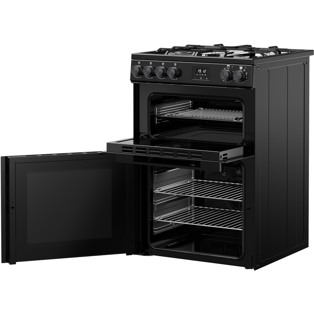 Belling FSA VISION 60DF BLK Dual Fuel Cooker with Double Oven, Black, A Rated