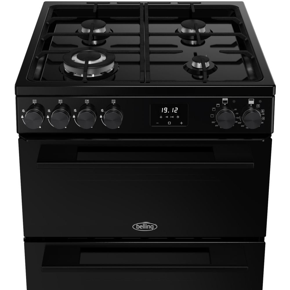 Belling FSA VISION 60DF BLK Dual Fuel Cooker with Double Oven, Black, A Rated