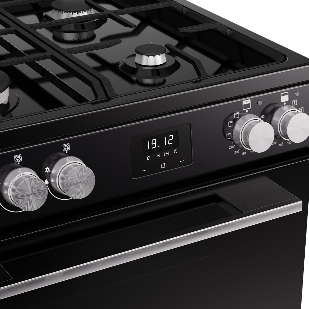 Belling FSA VISION 60DF BSS Dual Fuel Cooker with Double Oven, Black, A Rated
