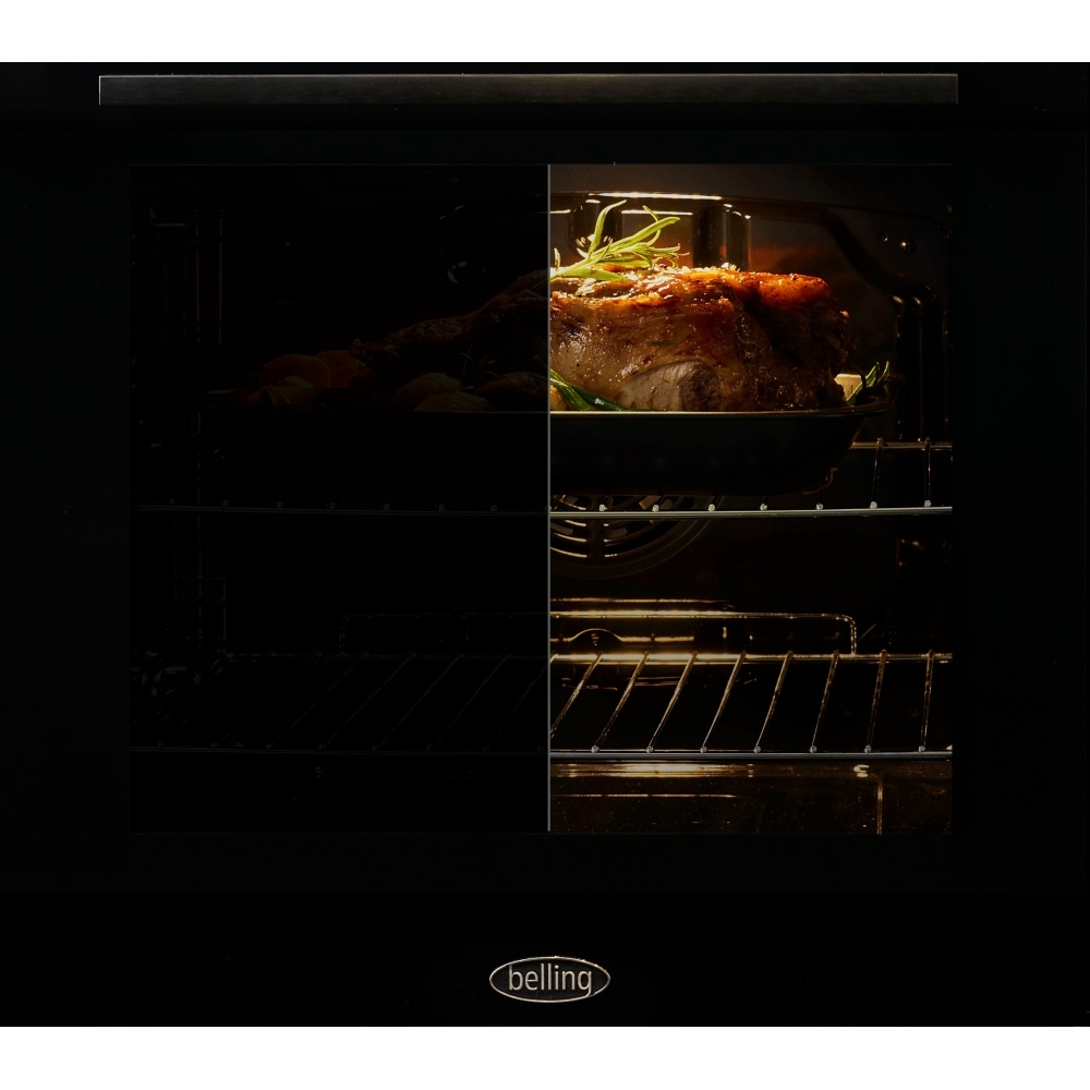Belling FSA VISION 60E BLK Ceramic Electric Cooker with Double Oven, Black, A Rated