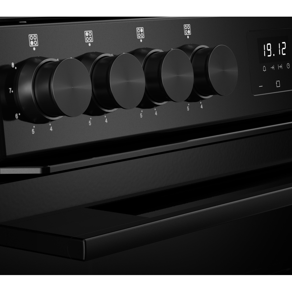 Belling FSA VISION 60E BLK Ceramic Electric Cooker with Double Oven, Black, A Rated